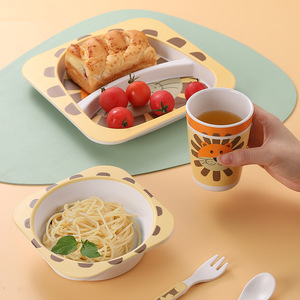 Vajilla Infantil Ecológica, Duradera <span class=keywords><strong>y</strong></span> Segura, <span class=keywords><strong>de</strong></span> <span class=keywords><strong>Melamina</strong></span> <span class=keywords><strong>y</strong></span> Fibra <span class=keywords><strong>de</strong></span> Bambú, con Diseño Cuadrado <span class=keywords><strong>de</strong></span> Dibujos Animados, Plato <span class=keywords><strong>y</strong></span> Tazón Divididos - Product Image 3