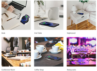 Table d'appoint électrique OEM avec chargeur sans fil invisible 10W à longue portée, protection OTP et ignifuge pour téléphones