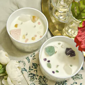 Handmade Sáp Đậu Nành Nến Đám Cưới Chai Thủy Tinh Nhãn Hiệu Riêng Nến Thơm Với Pha Lê Bên Trong Quà Tặng Cho Khách