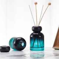 Couvercle en bois vide décoration de la maison forme ronde vert clair 100ml 150ml bouteille diffuseur en verre