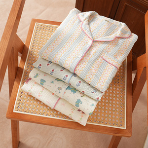 [Crepe Diary] Chemises <span class=keywords><strong>de</strong></span> <span class=keywords><strong>nuit</strong></span> longues pour femmes, 100% <span class=keywords><strong>coton</strong></span> tissé imprimé, double couche, col rabattu, manches longues - Product Image 4
