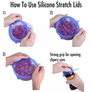 M0303 6 PCS/SET Couvercles extensibles en silicone <span class=keywords><strong>Couvercle</strong></span> universel en silicone pour emballage alimentaire, bol, casserole en silicone, cône de cuisson Cg Accessoires de cuisine - Product Image 6