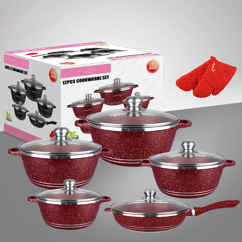 High Quality Pot Sets Non Stick Pan Set Granite Soup Pot Cookware Nonstick Frying Pan Cooking Pots Sets With Glass Lid · image 1