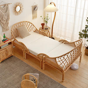 Conjunto de Sofá Moderno de <span class=keywords><strong>Rattan</strong></span> Natural Real para Sala de Estar Pousada Pequeno Multifuncional Cama Variável Quarto Infantil Cama de Solteiro em <span class=keywords><strong>Rattan</strong></span> - Product Image 4
