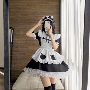 Bear Maid Outfit Cosplay Costume Black White Lolita Anime Performance Dress With Cat Ears For Role Play - Product Image 1
