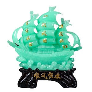 Feng Shui Boat Decor Resin Ornament For <b>Desk</b> Or Home Office Gift With Chinese Blessings - Product Image 5