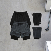Shorts de sport pour hommes en tissu tissé, imprimé sportif, polyester/coton, double couche, 5 pouces, séchage rapide, compression, molleton technique, vente en gros