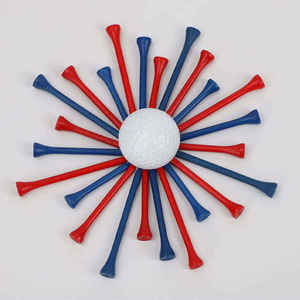 Tees de golf en bambou rayés colorés, logo personnalisé imprimé, plusieurs tailles, emballage en vrac, écologiques, directement de l'usine - Product Image 1