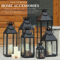 Lanterne décorative extérieure européenne en métal noir Antique pour la maison