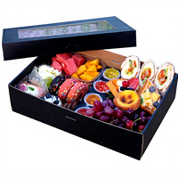 Boîte à pâtisserie noire en carton robuste, plateau de service extérieur avec couvercle transparent, barquettes jetables pour apéritifs avec séparateur pour coupes à sauce