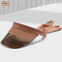 Twooo T1669 Chapeau de soleil ouvert personnalisable pour femmes Mode d'été Chapeau de soleil en rotin tissé avec ruban