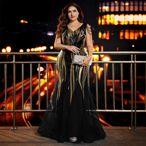 Black Dress Plus Size Formal - Gold Accents Elegant