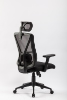 Chaise de bureau exécutive ergonomique à dossier haut en maille, appui-tête réglable, soutien lombaire, accoudoirs réglables, base métallique pivotante