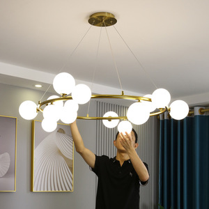 Minimalist Modern Gold Circular Chandelier Led <b>Light</b> Round Design For Living Room <b>Dining</b> Room Bedroom Nordic Style Luxury - Product Image 2