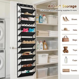 Over The Door <b>Shoe</b> Organizer 12 Tiers Black Hanging Rack For <b>Shoes</b> Closet Storage Behind Door Wall Mount <b>Hook</b> Type - Product Image 6