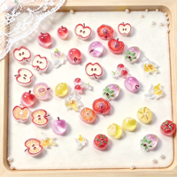 Breloques pour ongles en résine, mini-fruits mignons 3D, pomme, pêche, citron, fruits mélangés, décorations pour ongles, art des ongles transparent kawaii