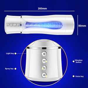 Lampu Sorot elektris getaran untuk pria, perlengkapan dewasa, Masturbator kabut air elektrik, getaran, lampu berkilau, cangkir pesawat semprot, pemanasan, getaran, untuk pria - Product Image 5