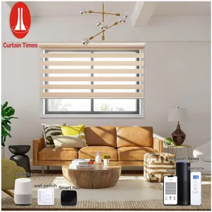 Factory Supply Indoor Window Rainbow Roller Blind Double Layer Motorized Electric Zebra Blinds Shades