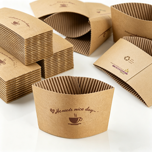 Recyclable Kraft Paper Cup Sleeve for Hot Coffee & Tea, Custom Printed Eco-Friendly Disposable Cup Sleeves, Wholesale Package - Product Image 5