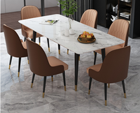 Ensemble Table et Chaises de Salle à Manger de Luxe Scandinave, Table à Manger en Marbre et Chaises, Table à Manger Moderne en Marbre