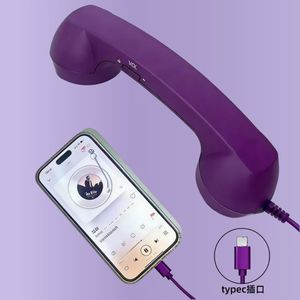 Écouteur <span class=keywords><strong>filaire</strong></span> rétro de type <span class=keywords><strong>téléphone</strong></span> avec ANC (réduction active du bruit) et microphone intégré pour appels téléphoniques, connecteur Type-C, OEM ODM en gros - Product Image 1