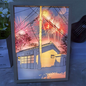 Kimetsu No Yaiba arte pintura diseño 3D <span class=keywords><strong>noche</strong></span> LED 3 colores madera foto marco luz dormitorio decoración lámparas Anime Demon Slayer - Product Image 4