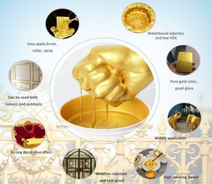 <span class=keywords><strong>Peinture</strong></span> en feuille d'or à base d'eau à base d'acrylique de couleur brillante revêtement de placage à l'or liquide en feuille d'or jaune pour surfaces métalliques brossables - Product Image 4