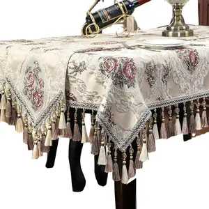 Mantel de mesa jacquard de tela de lujo europeo, mantel de mesa de alta calidad, mantel de Navidad