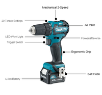 Perceuse-visseuse sans fil Makita DF332DZ DF032D 12V Max, outil électrique compact sans balais