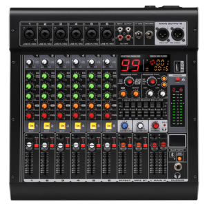 Consola mezcladora de audio MC4 de 6/8 canales con USB, MP3, Bluetooth, grabación y 99 efectos para estudio en casa, ordenador y transmisión en vivo. - Product Image 2