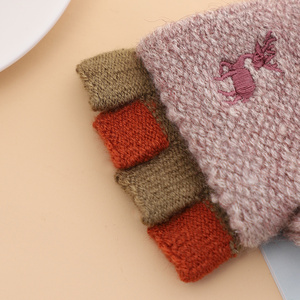 Vente en gros de mode mitaines mignonnes de vélo chaudes sans doigts automne et <span class=keywords><strong>hiver</strong></span> femmes Flip gants tricotés - Product Image 5
