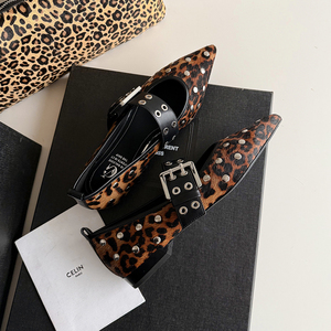 Giày nữ thời trang họa tiết da báo, mũi nhọn, gót giấu, chống trơn, thoáng khí, chất liệu lông bò, khuyến mãi hot dành cho đi làm và đi chơi - Product Image 4