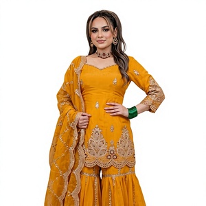 Nuevo Diseño de Sharara Dupatta con Bordado de Lentejuelas de 5mm, Reversible, Elástico, de Secado Rápido, Sin Arrugas, para Fiestas Tradicionales - Product Image 1