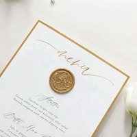 Carte de menu de mariage personnalisée avec impression dorée et sceau de cire sur mesure pour réception de mariage, fournitures de table de haute qualité