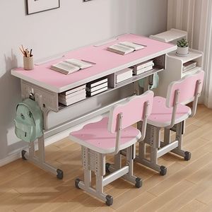 Sillas de escritorio dobles de madera modernas para estudiantes de primaria y secundaria, mesa de estudio de matrícula para niños, mesa de aula - Product Image 4