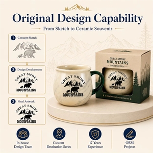 Tasse souvenir en céramique du Parc National des Grandes Montagnes Fumées d'Amérique, fabricant, usine, personnalisation OEM ODM - Product Image 4