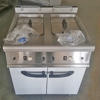 Penggorengan Gas Stainless Steel Profesional 42L untuk Ayam dan Churros, Tangki Ganda 21L+21L, Komersial, Berbahan Bakar Propana