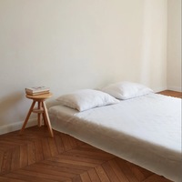 Ensemble de literie 3 pièces en lin style Ins avec drap plat et taies d'oreiller, literie minimaliste de luxe léger couleur unie pour lit double