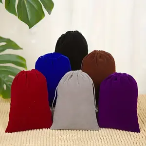 Tas penyimpanan perhiasan tas kolor manset kain flanel beludru kantung serut berlogo tahan debu tas Flocking perhiasan Headphone