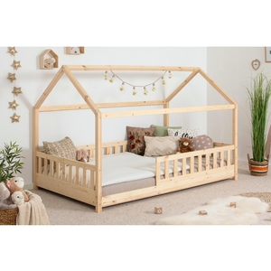 Letto Montessori a Casa con Struttura in Legno Massello, Letto a Terra con Sponda di Sicurezza <span class=keywords><strong>per</strong></span> Bambini 0-3 Anni, Design Moderno e Semplice, Culla <span class=keywords><strong>per</strong></span> Neonati - Product Image 1