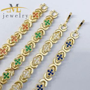 Pulseras de Dijes JML de Alta Calidad Laminadas en <span class=keywords><strong>Oro</strong></span> de <span class=keywords><strong>14k</strong></span>, Exquisito Accesorio de Moda con Corazón de Zirconia y Diseño de Flor de Tendencia - Product Image 3