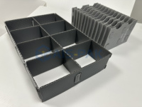 Boîtes de rangement carrées/rectangulaires en plastique PP ondulé léger personnalisables, écologiques, recyclables, avec cloison de protection pour bouteilles