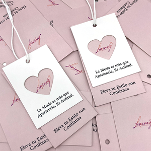 Ucuz özel tasarım baskı adı logolu kağıt giysi Hangtag etiketleri asılı kıyafet etiketi dize ile - Product Image 3