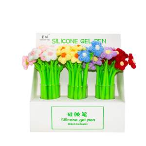 Rumput keberuntungan kartun, pena silikon bunga matahari silikon netral cairan lurus sederhana lembut lem bentuk gel set - Product Image 2