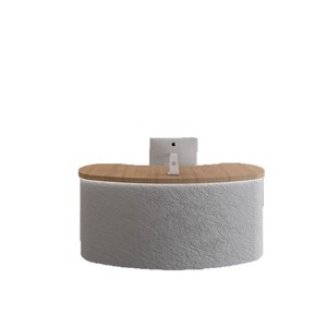 Escritorio de <span class=keywords><strong>recepción</strong></span> MDF de piedra imitación moderno con luz LED para salón de belleza pequeño, tienda de <span class=keywords><strong>peluquería</strong></span>, <span class=keywords><strong>Mostrador</strong></span> de Bar y uso en Hotel - Product Image 1