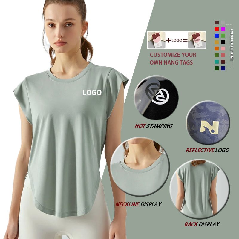 Spring and Summer Yoga Vest Tops Women's Loose and Thin Yoga Clothes Running Training Sports Short-sleeved Fitness Tops