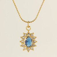 Collier en acier inoxydable à maillons ovales de style français, pendentif en zircon coloré, colliers de mode, bijoux vintage pour femmes, vente en gros