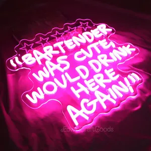Cailemeng Bartender lindo bebería aquí de nuevo Arte de Bar Funky personalizado, pared de apartamento Estética femenina Decoración de cocina letrero de neón - Product Image 4