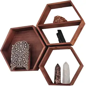 Cabide de parede em forma de hexágono, tamanho personalizado, sólido, prateleira/prateleira/decoração
