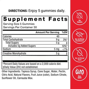 Oem/ODM nhãn hiệu riêng Pre Workout Protein bổ sung Gummy kẹo Creatine Monohydrate Gummies tăng trưởng cơ bắp cho người lớn - Product Image 3